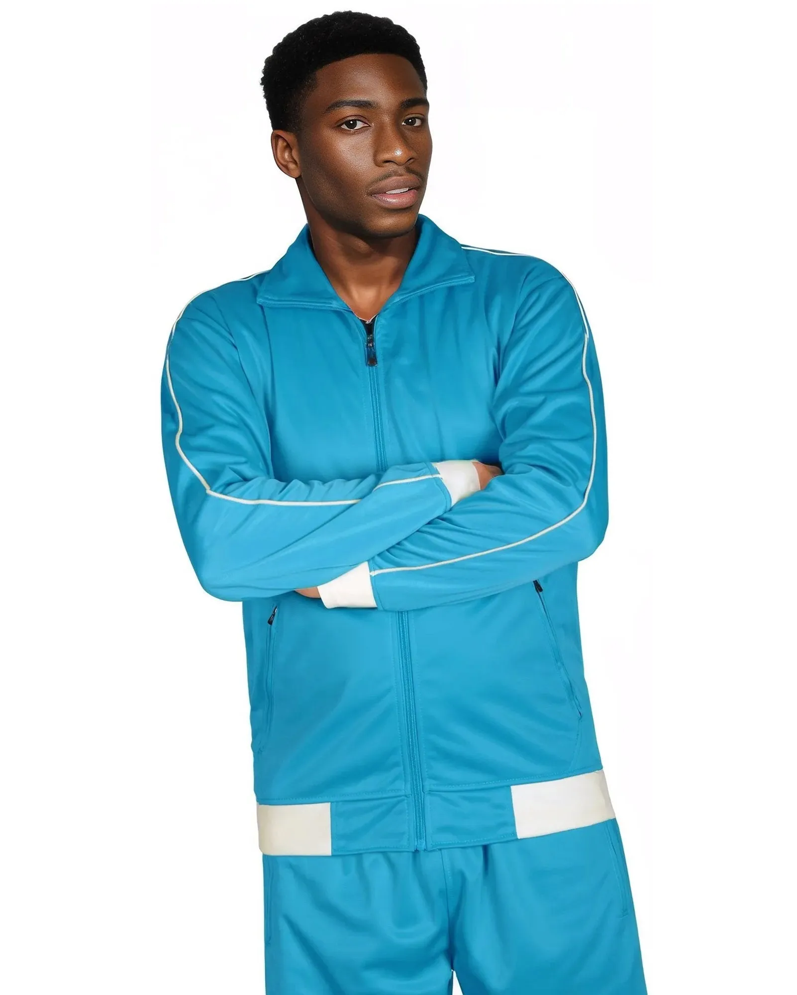 Men 2-piece Classic Jogger Tracksuit Track Jacket & Trackpants Solid Plain Outfit