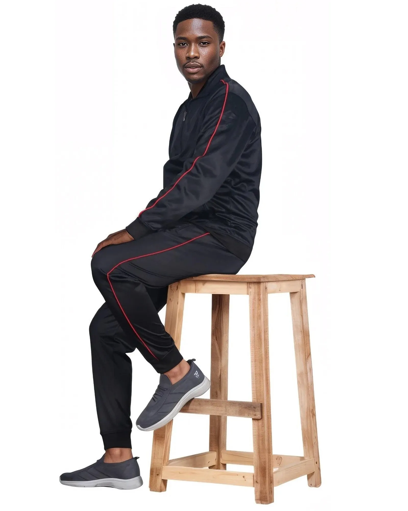 Men 2-piece Classic Jogger Tracksuit Track Jacket & Trackpants Solid Plain Outfit