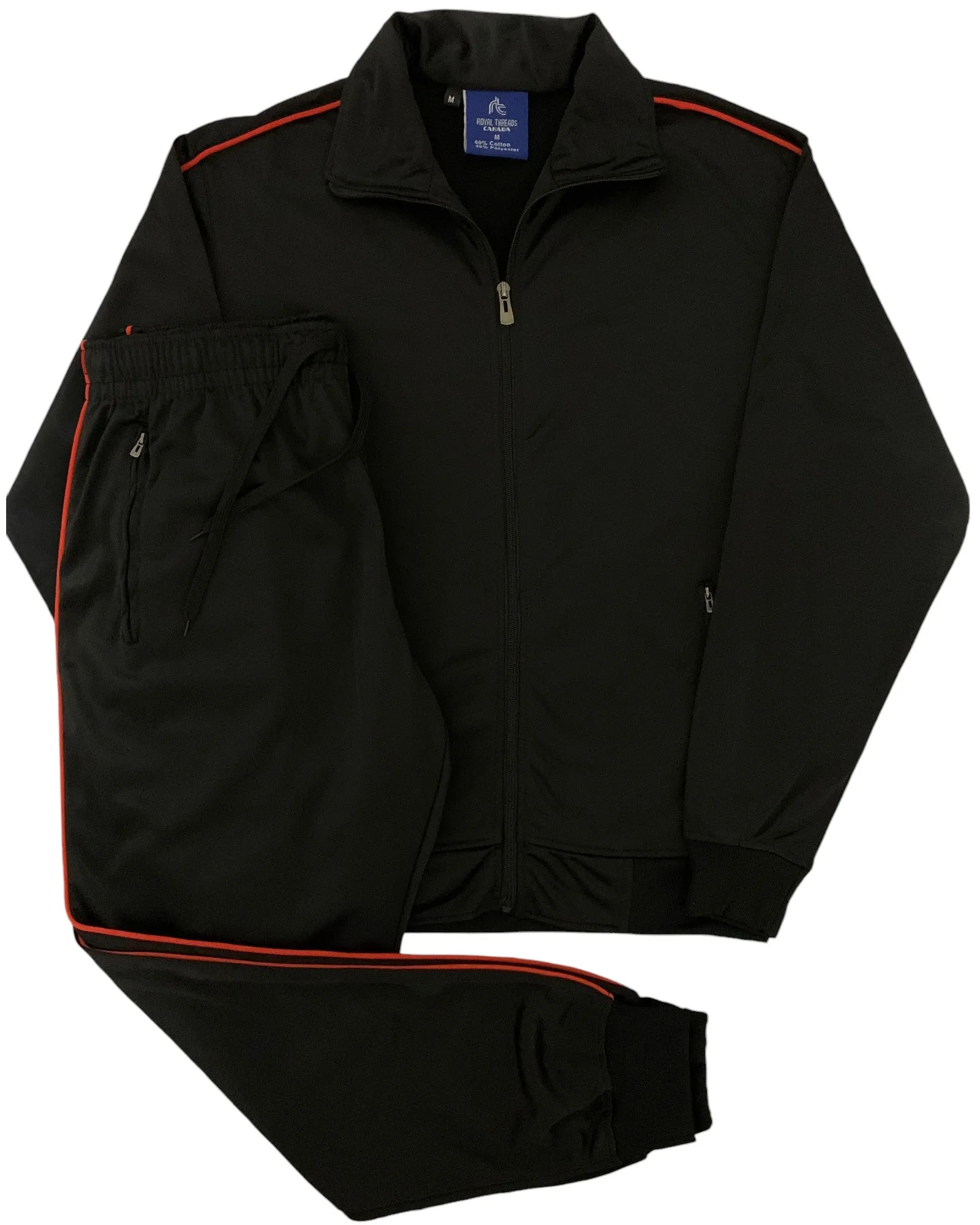 Men 2-piece Classic Jogger Tracksuit Track Jacket & Trackpants Solid Plain Outfit