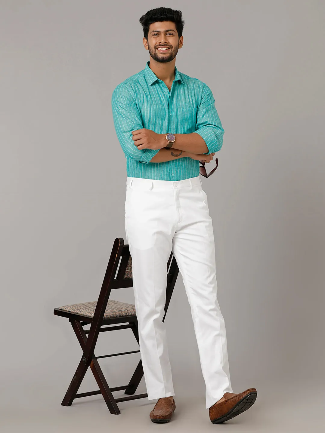 Men Linen Cotton White Pants Easy Care