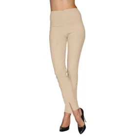 Mesmerize Pants with Front Ankle Slits and Front Zipper in Nude - MA21-NUD - Size 6 Long