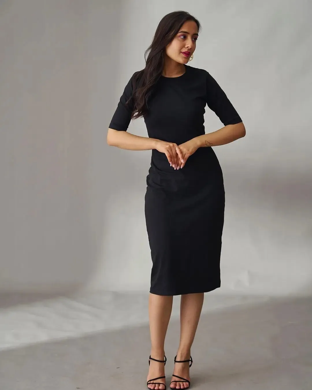 Midi Bodycon Black Sheath Dress