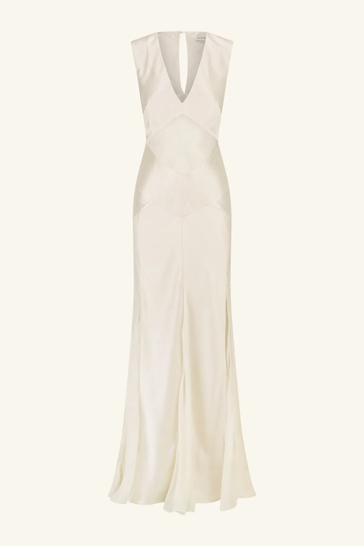 MORAYA GODET MAXI DRESS - PEARL