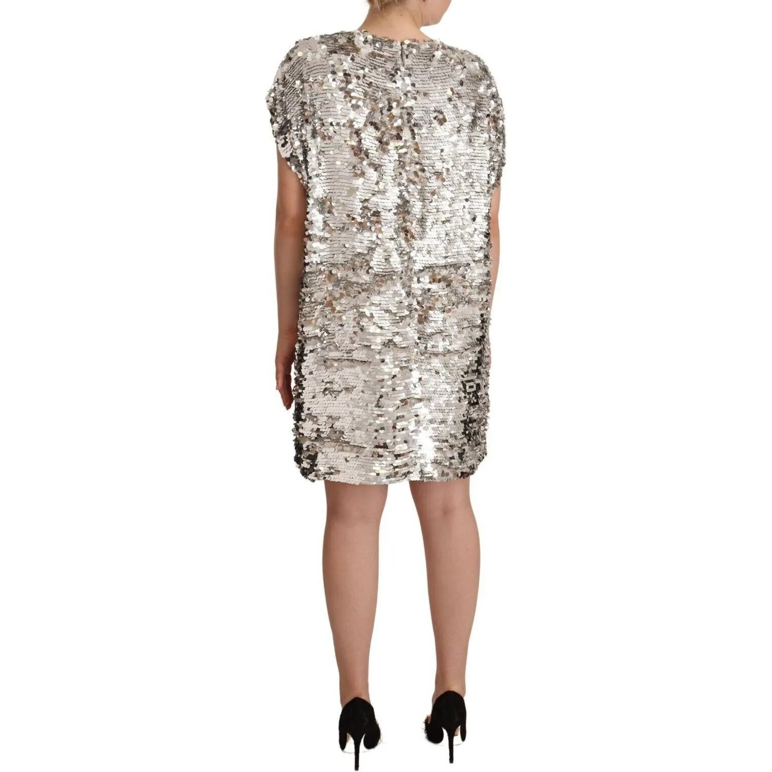 MSGM Elegant Sequined Boat Neck Mini Dress