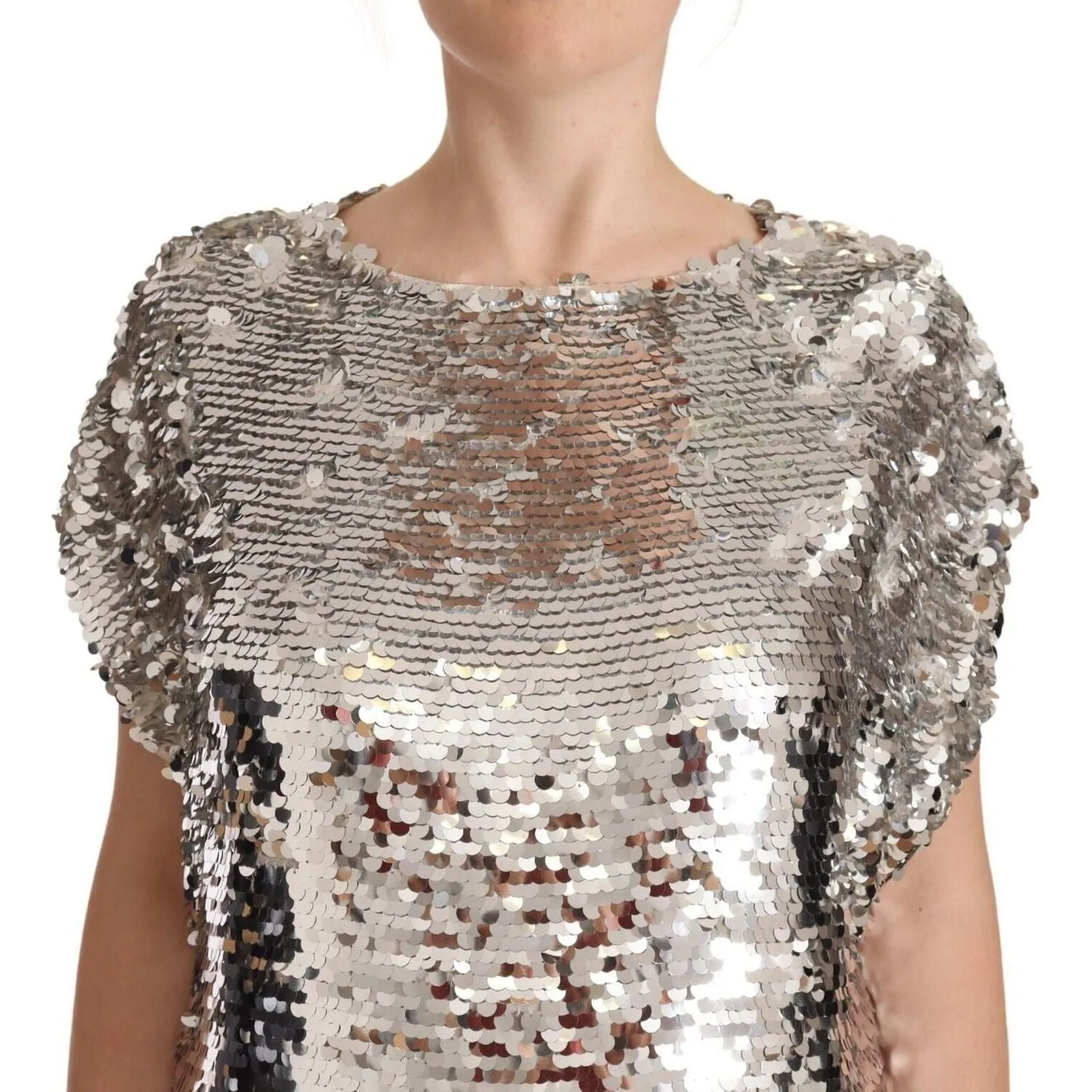 MSGM Elegant Sequined Boat Neck Mini Dress