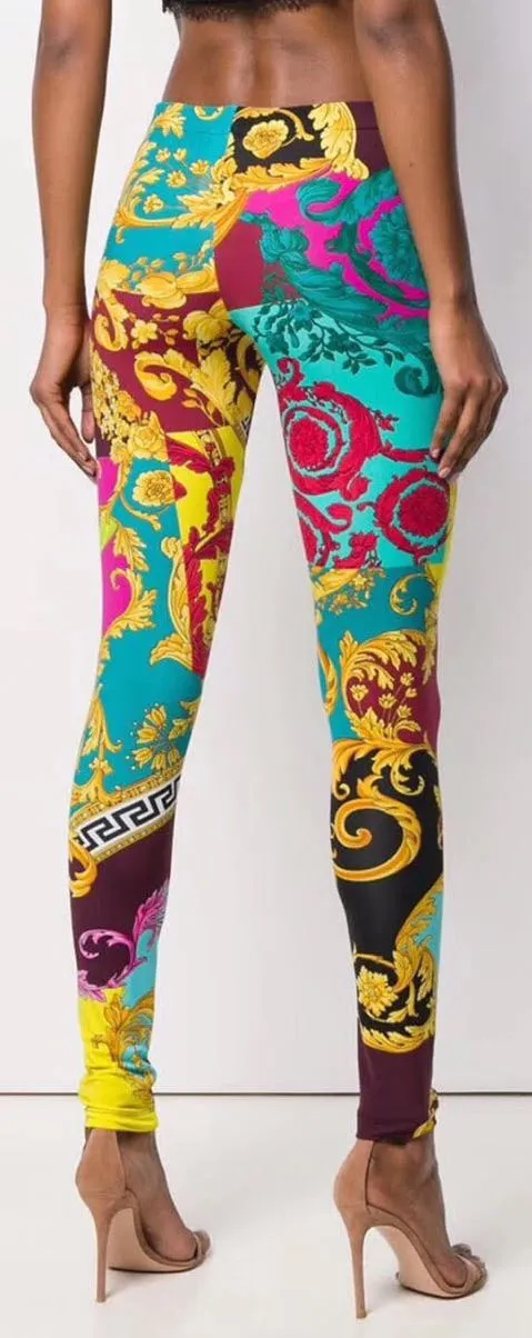 Multicolor Greek-Key Leggings