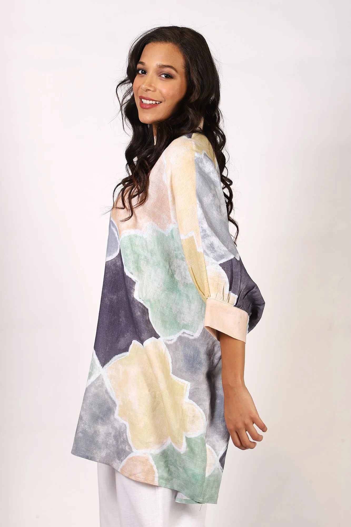 Multicolour Abstract Linen Shirt