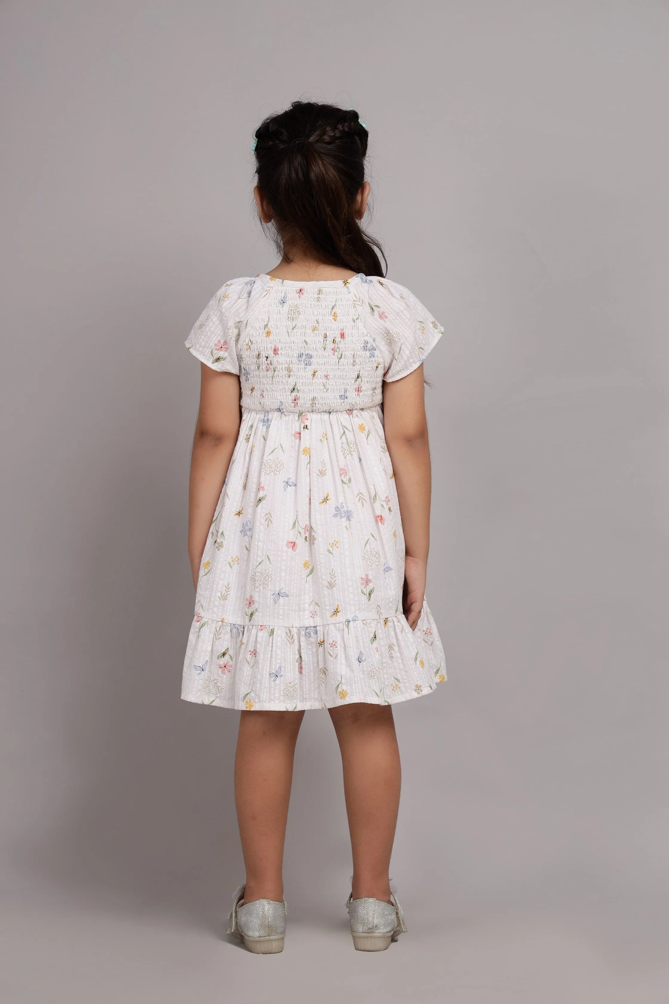 Multicolour Printed Dress-Off-White