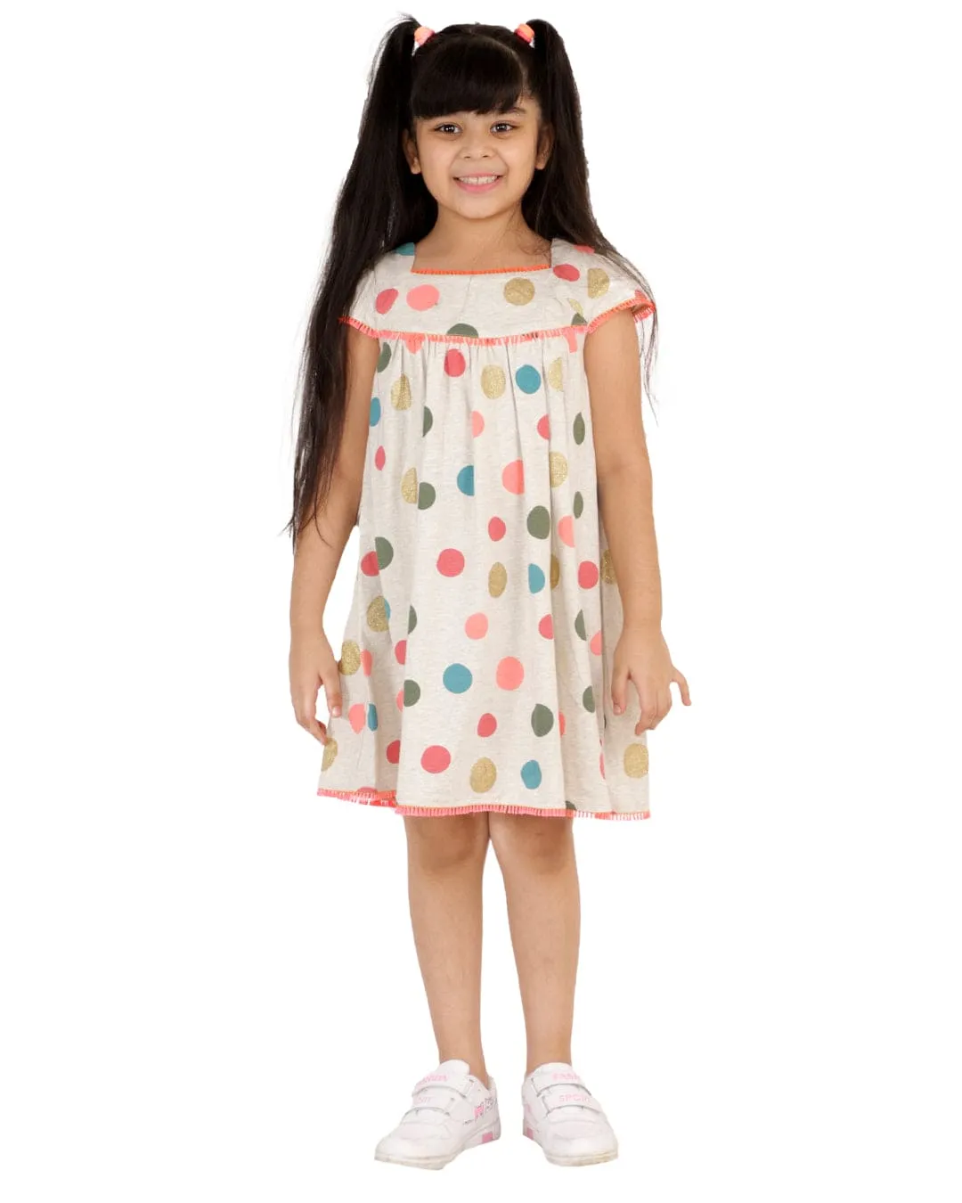 Multicoloured Polka Dot Jersey Dress