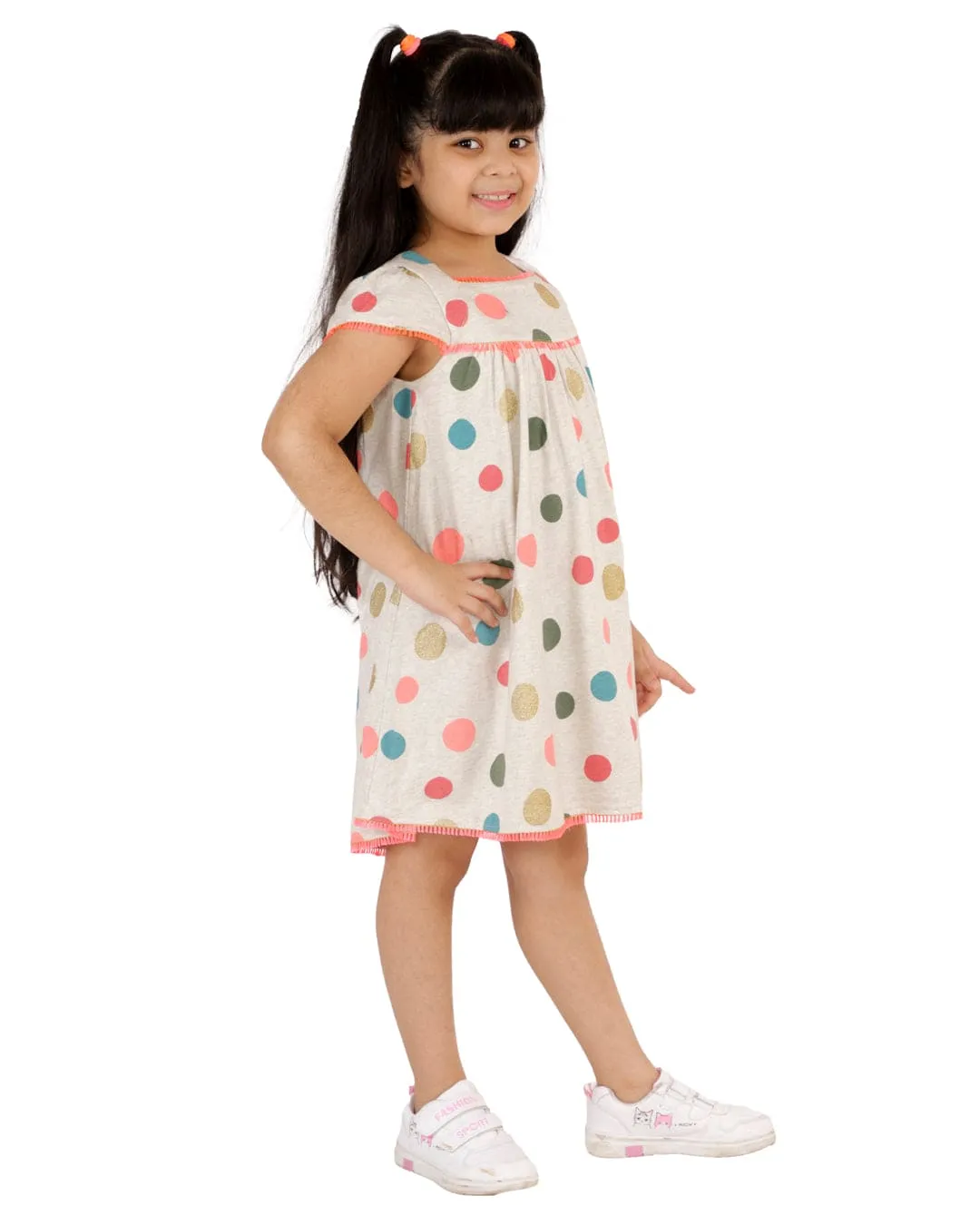 Multicoloured Polka Dot Jersey Dress