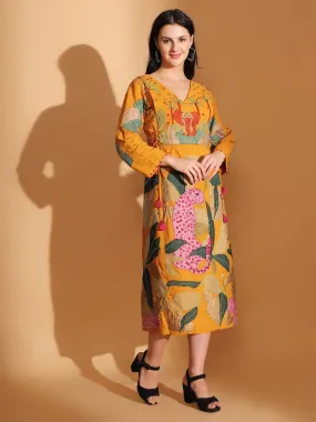 Mustard Gond Artwork Dress