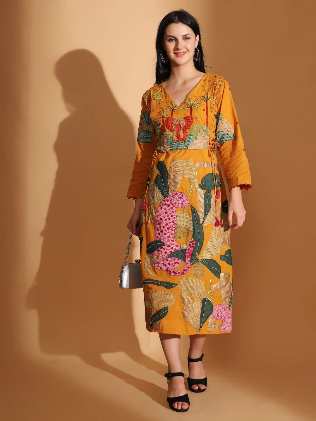 Mustard Gond Artwork Dress