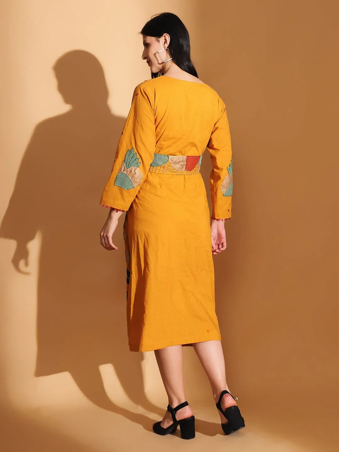 Mustard Gond Artwork Dress