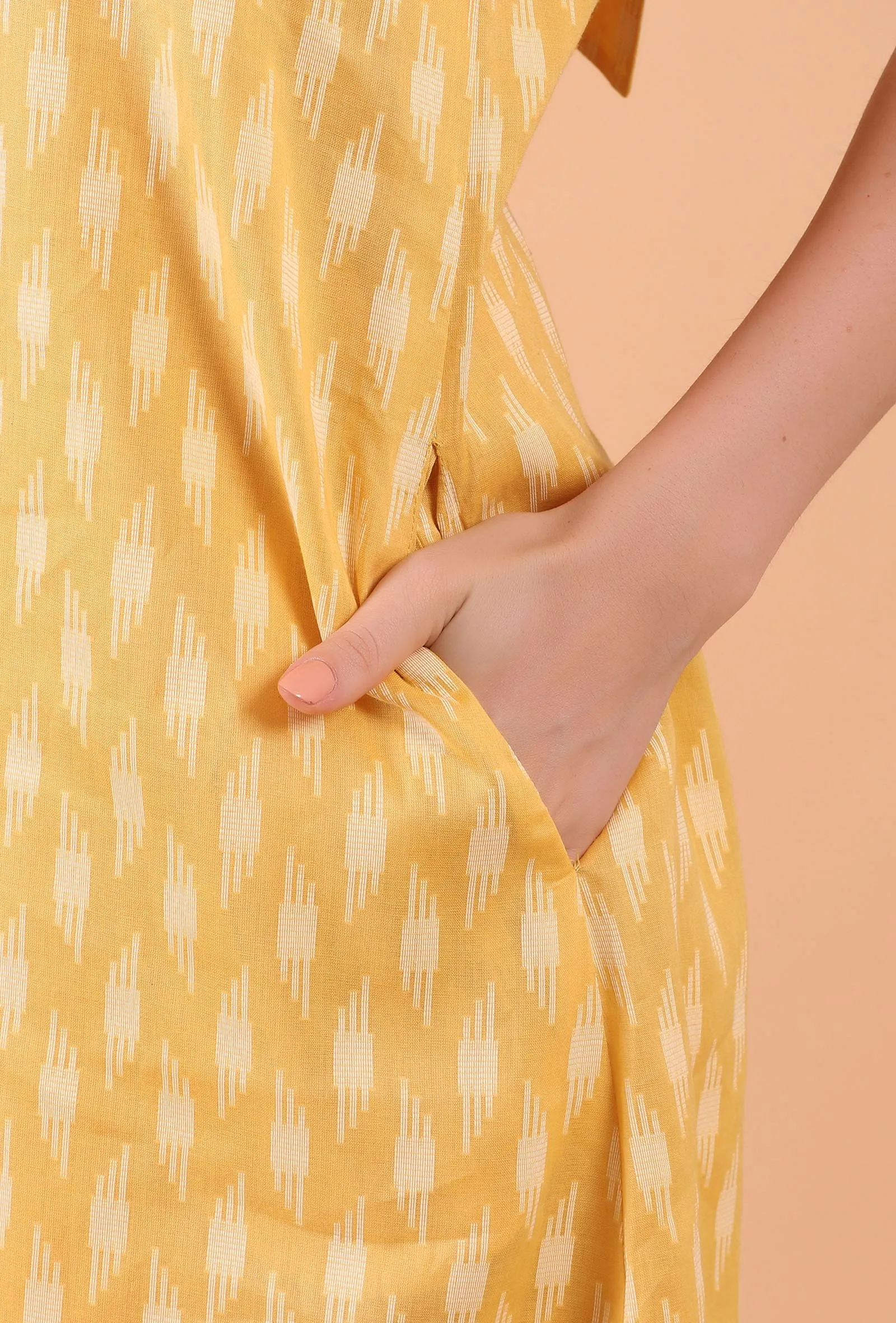 Mustard Yellow Woven Cotton Dress