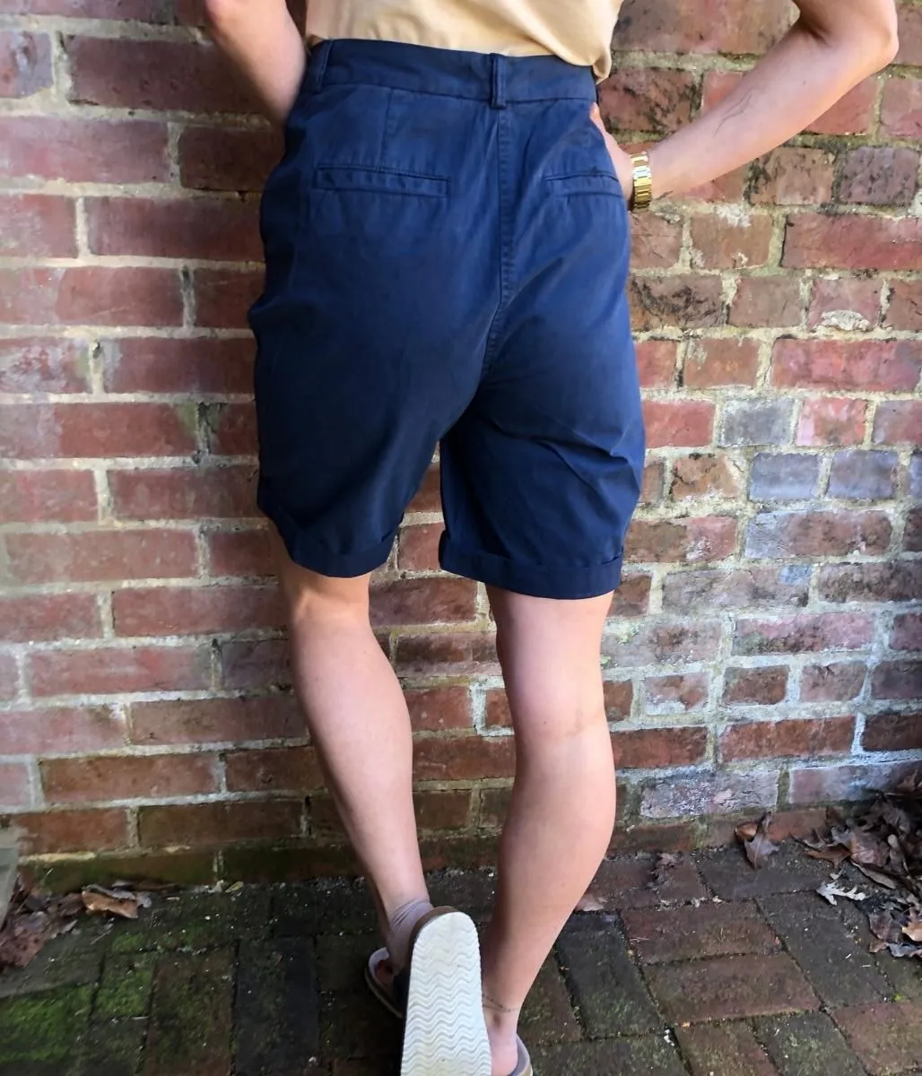 Navy Cotton Chino Shorts