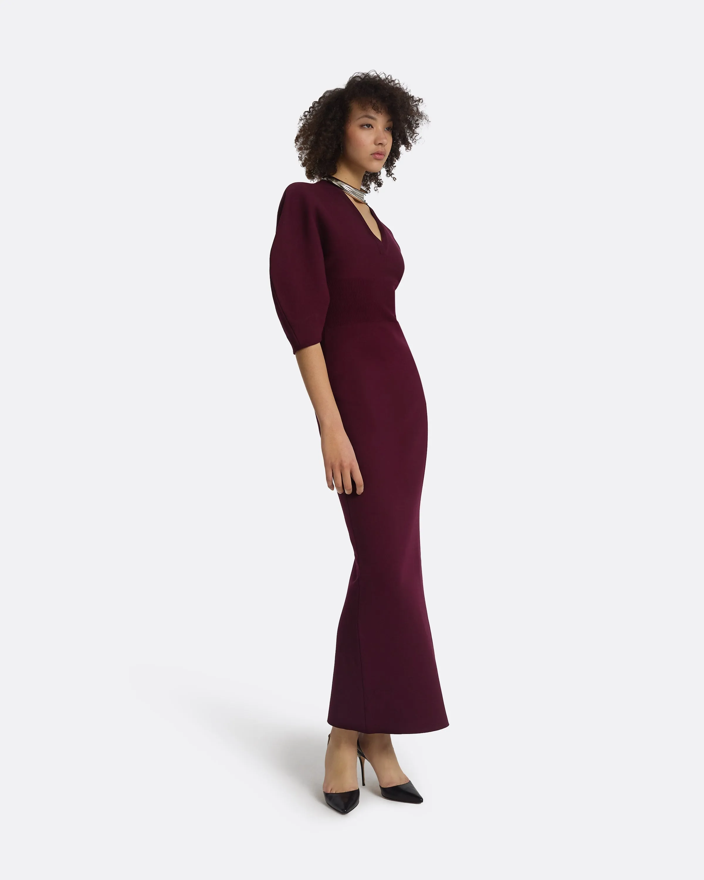 Nyla Currant Knit Midi Dress