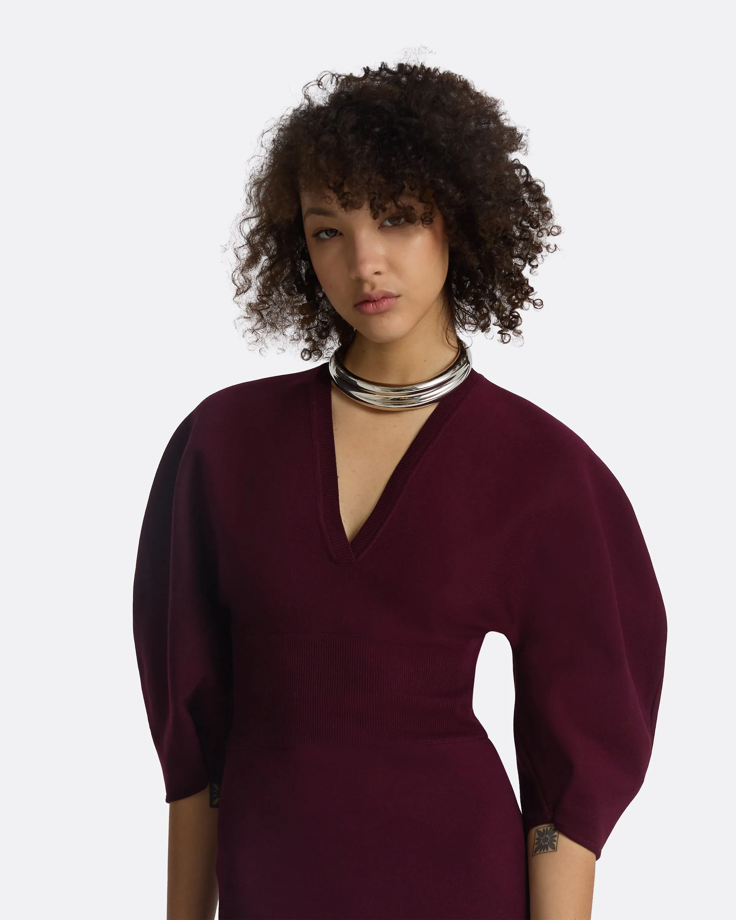 Nyla Currant Knit Midi Dress