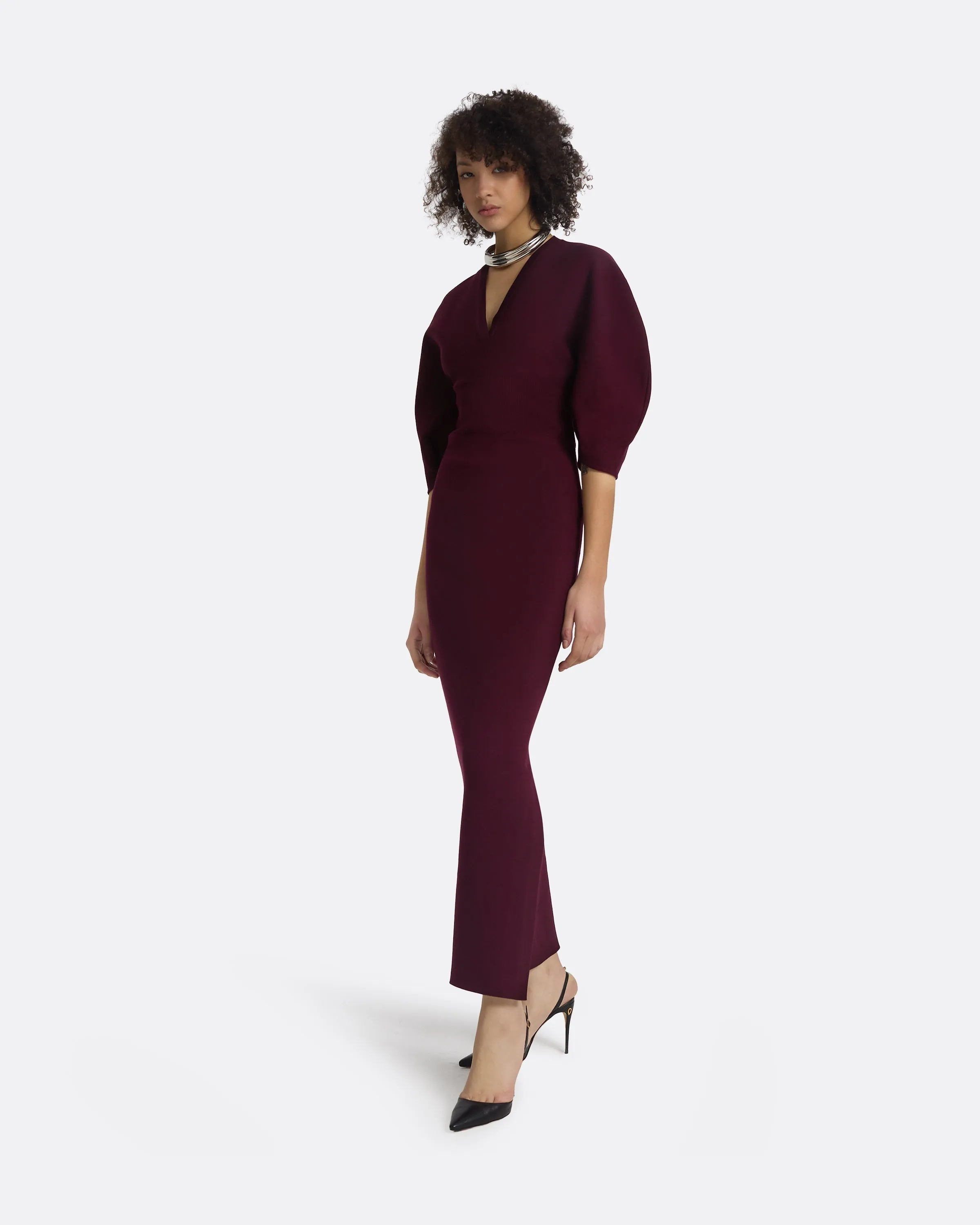 Nyla Currant Knit Midi Dress