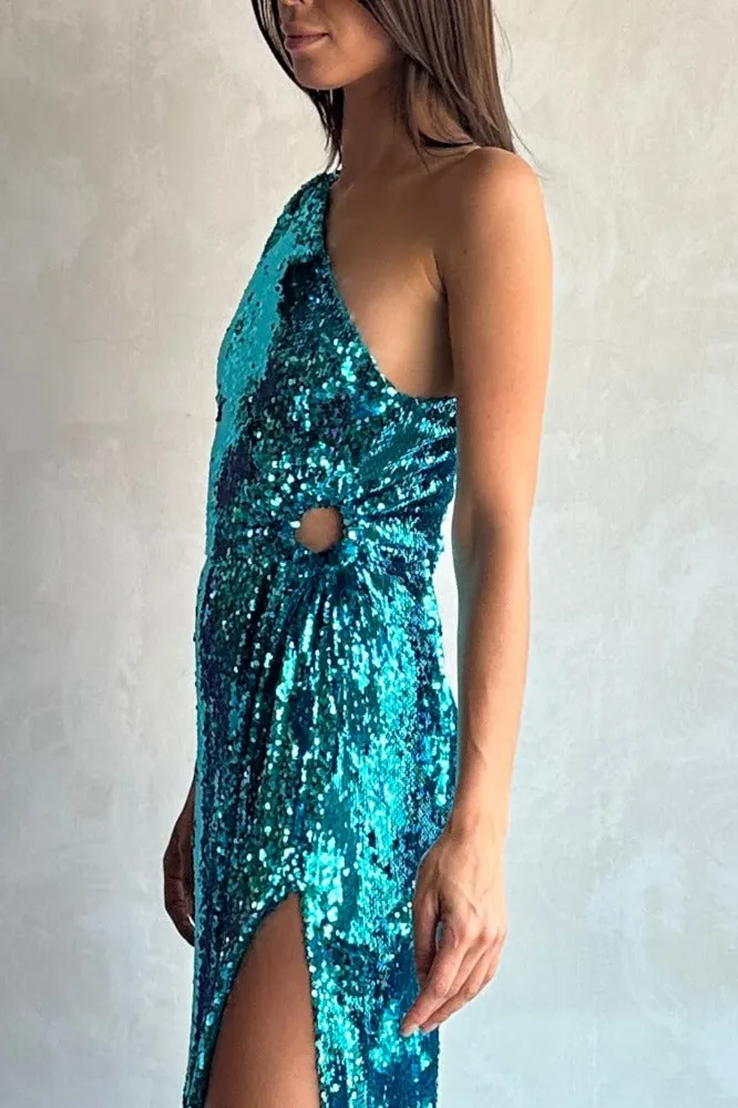 One Shoulder Sequined Dress