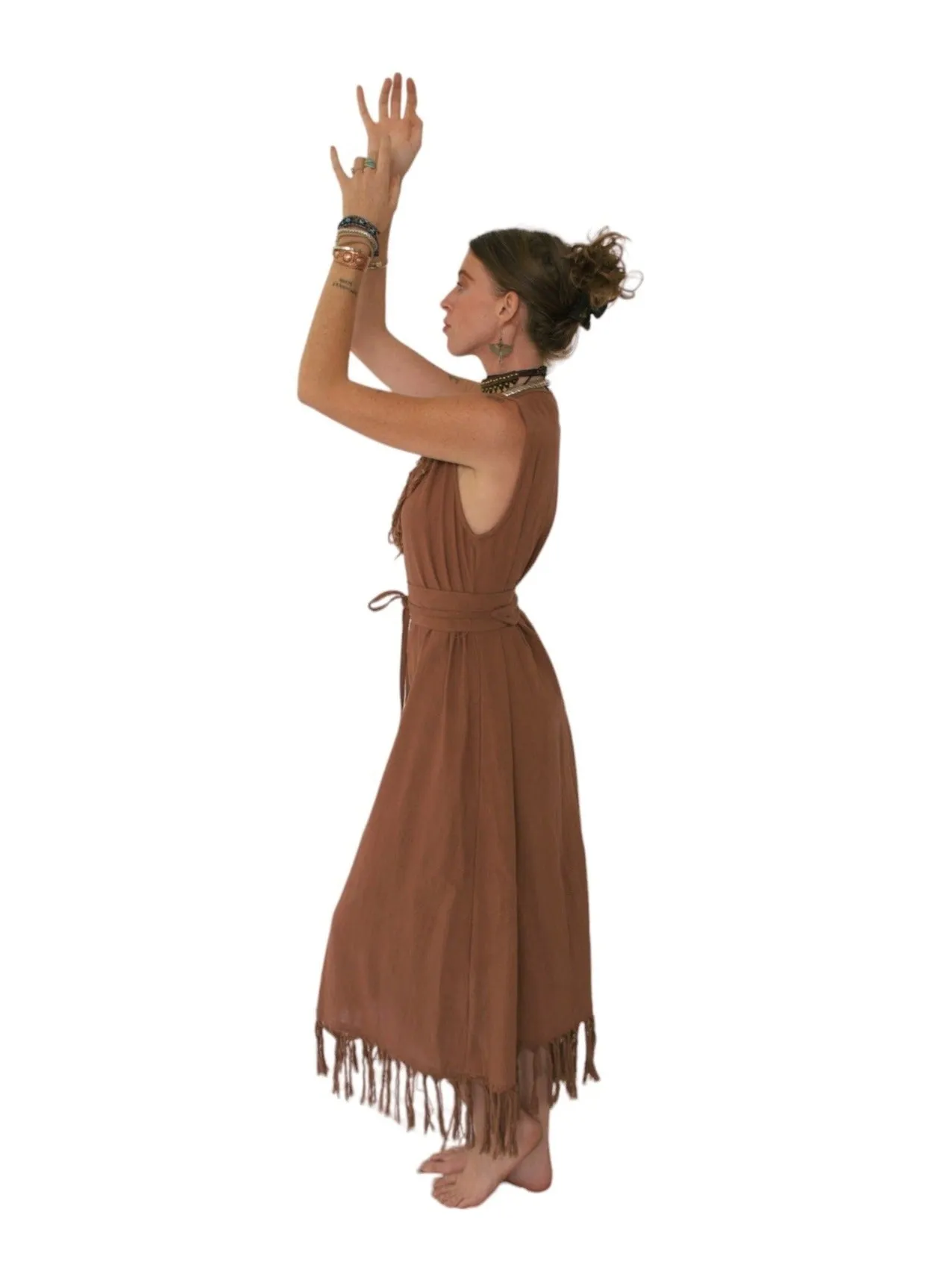 Organic Cotton Terracotta Fringe Dress