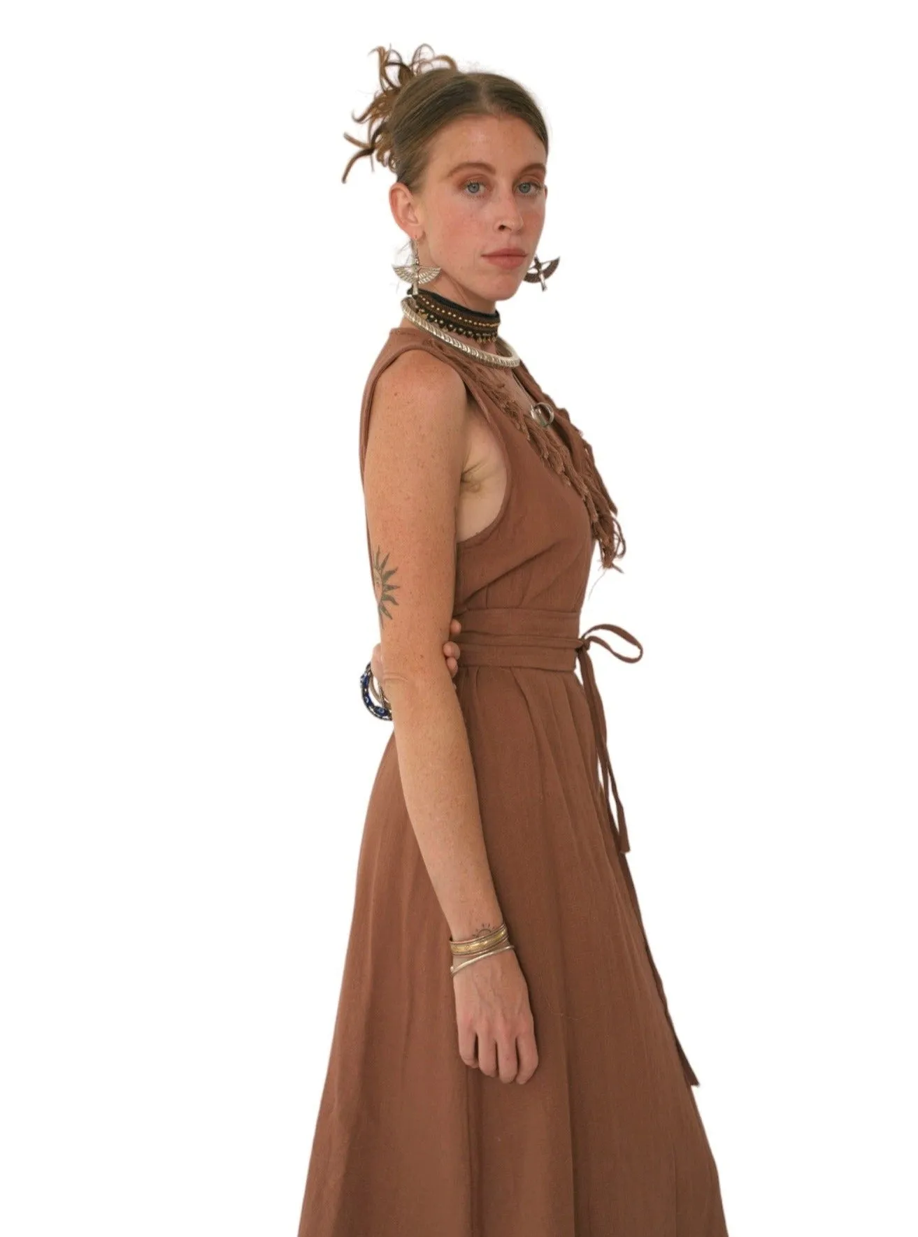 Organic Cotton Terracotta Fringe Dress