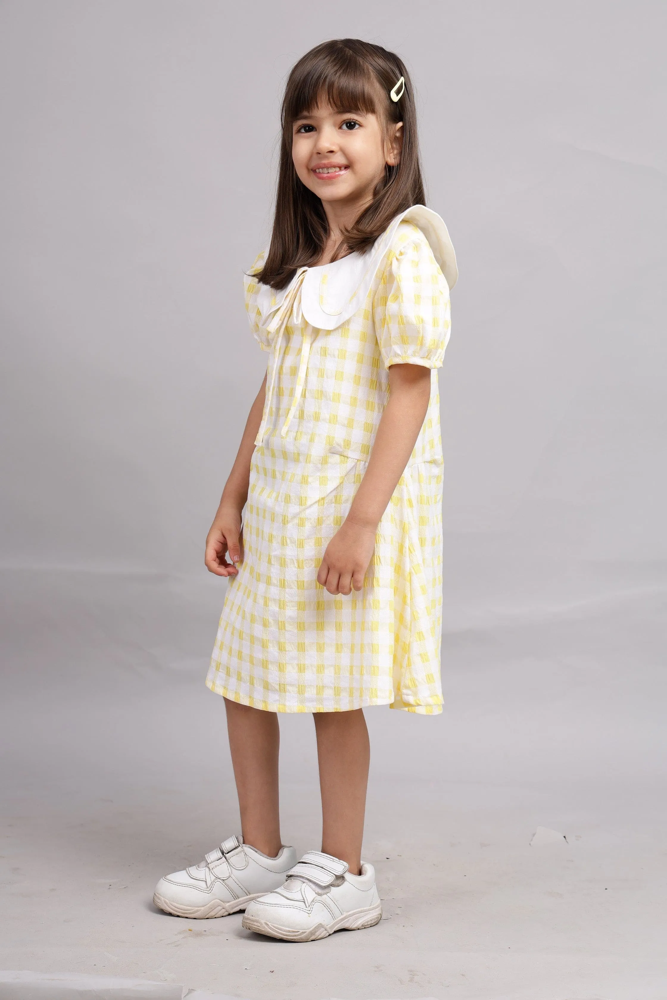 Peter Pan Collar Dress-Yellow