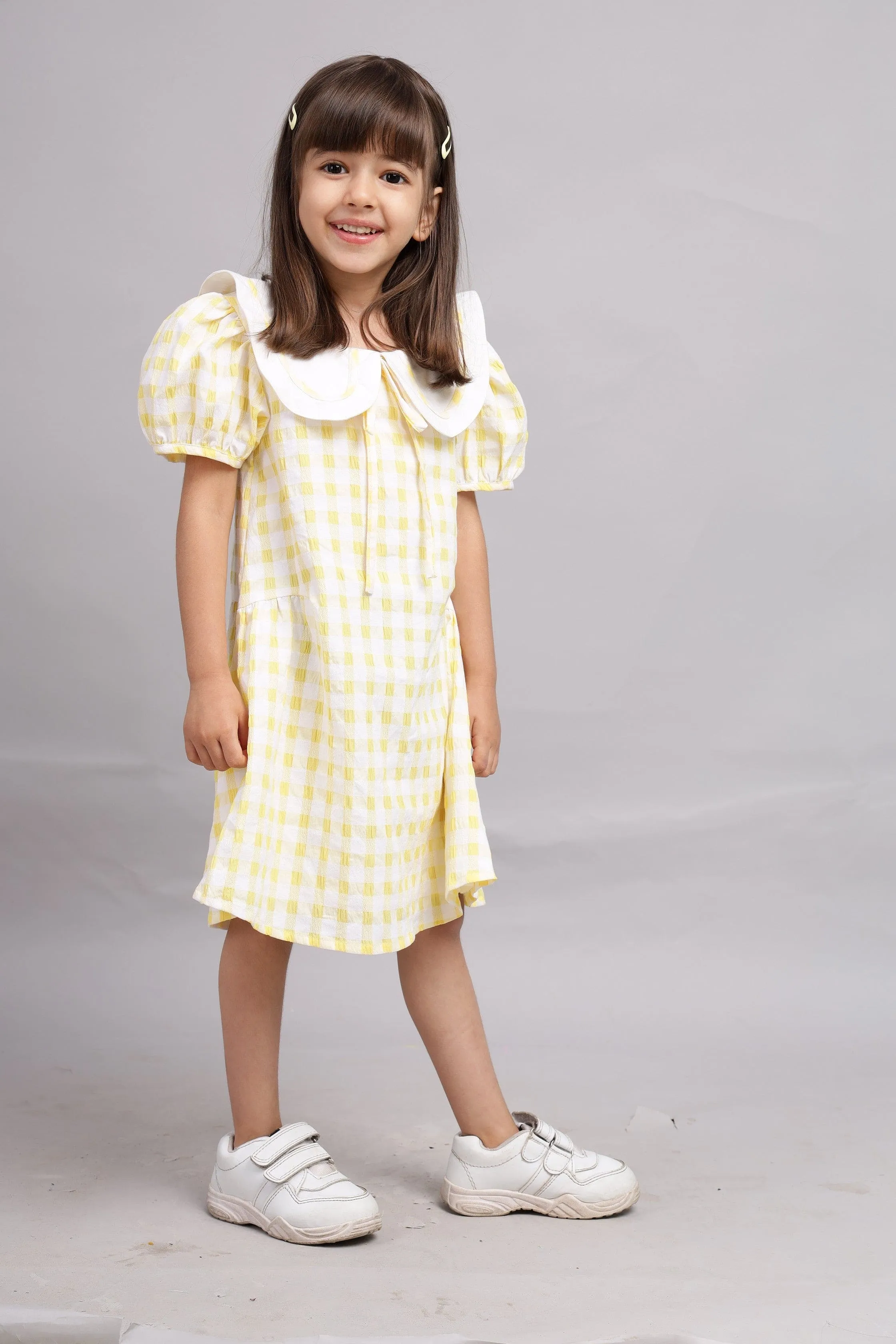 Peter Pan Collar Dress-Yellow