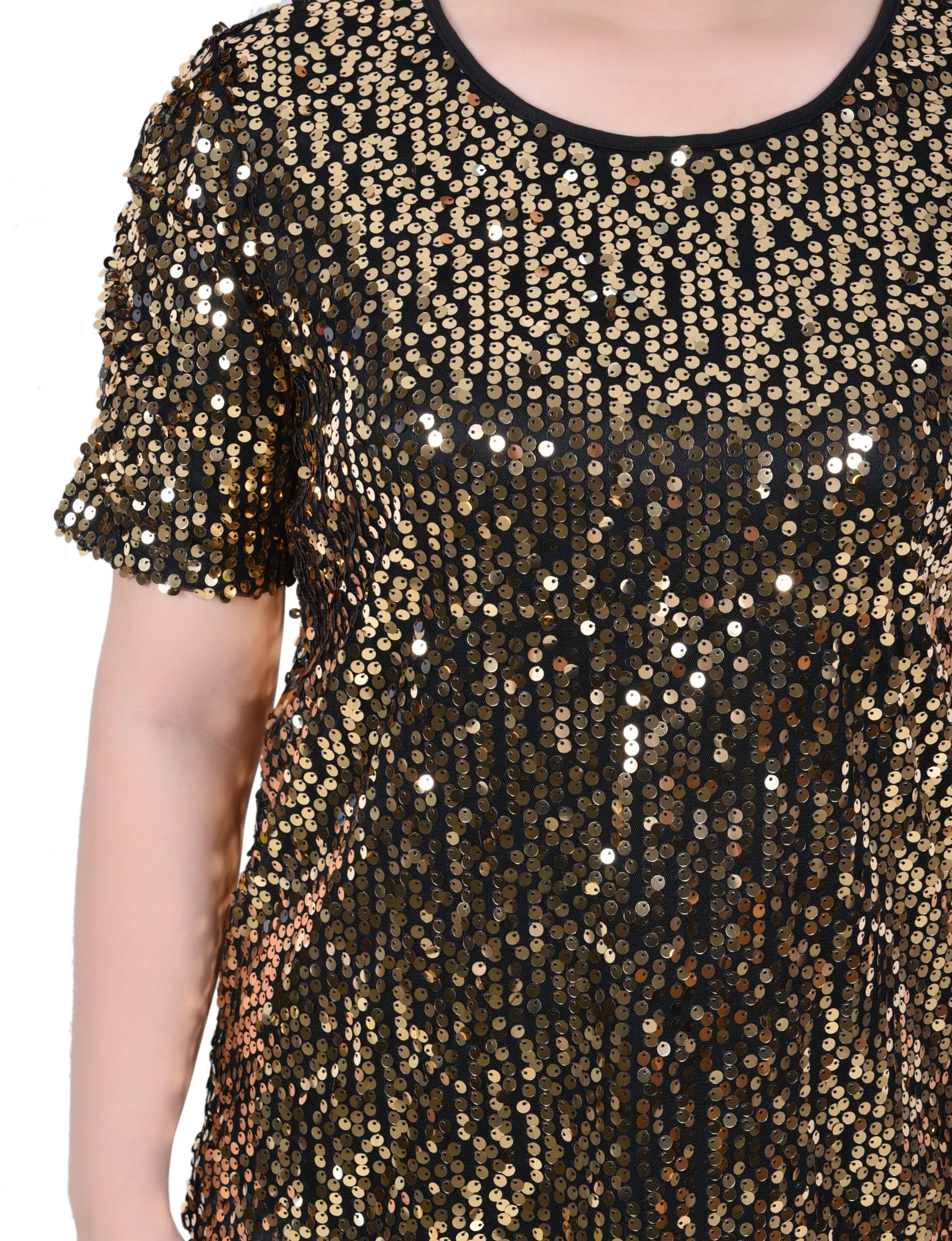 Petite Short Sleeve Sequined Top