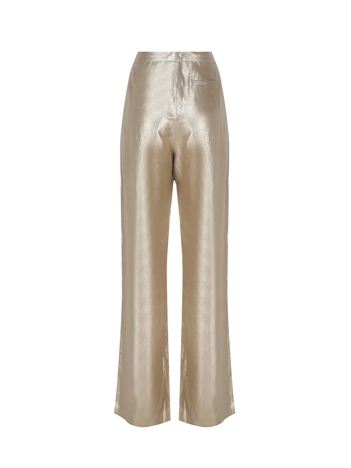 Platinum Metallic High Waist Trousers