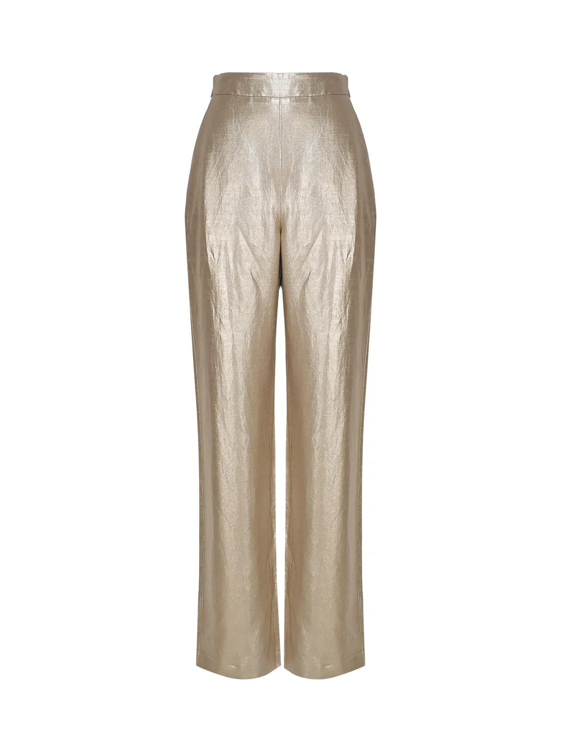 Platinum Metallic High Waist Trousers