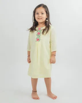 Pre-Order:  Cotton Dobby Dress with hand embroidered yoke