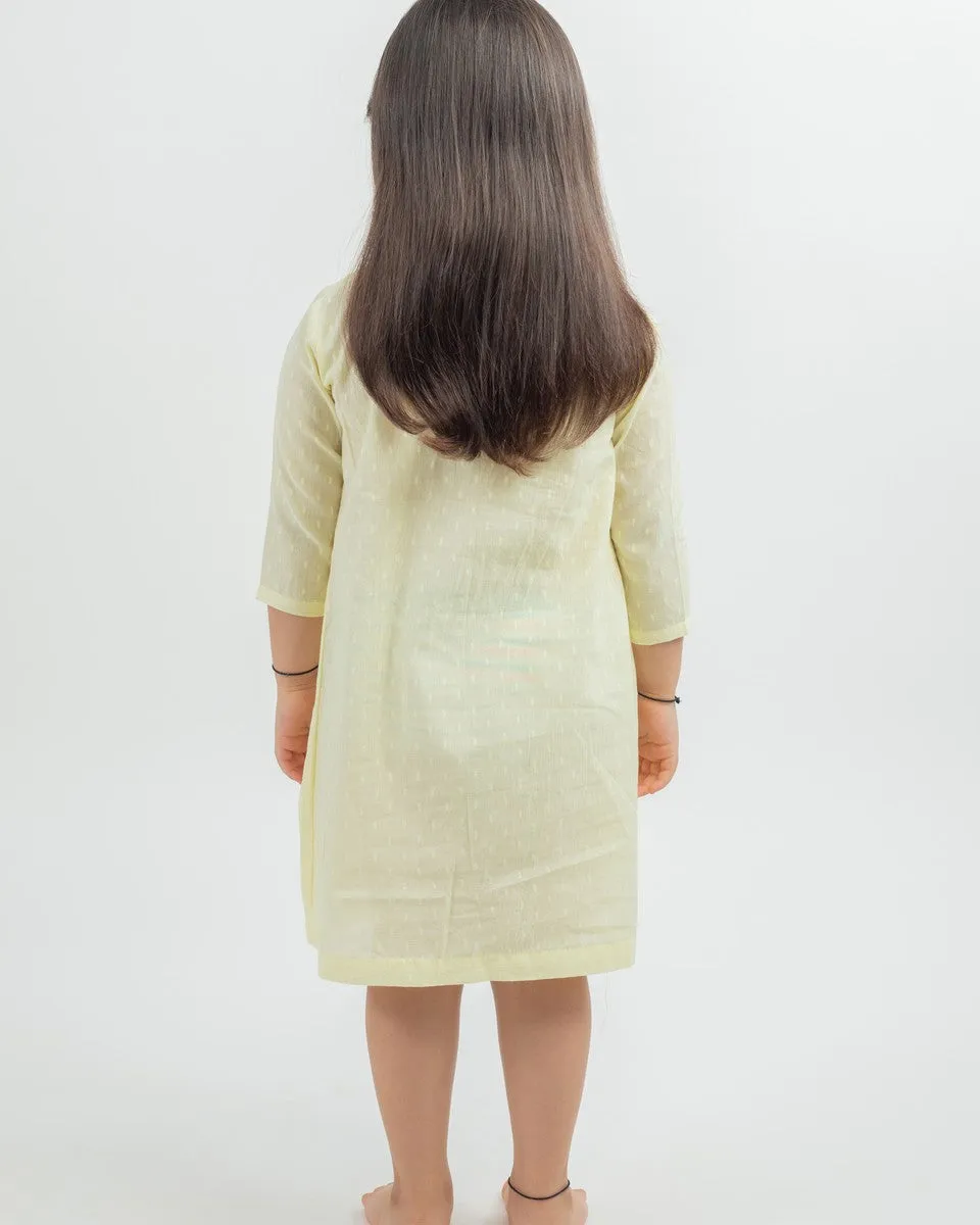 Pre-Order:  Cotton Dobby Dress with hand embroidered yoke