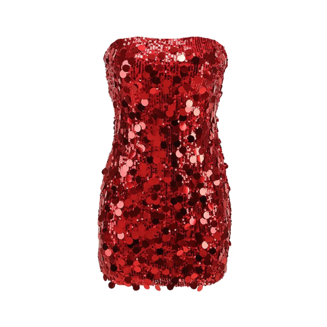 Pre Order:  Strapless Sequined Hip Hugging Dress