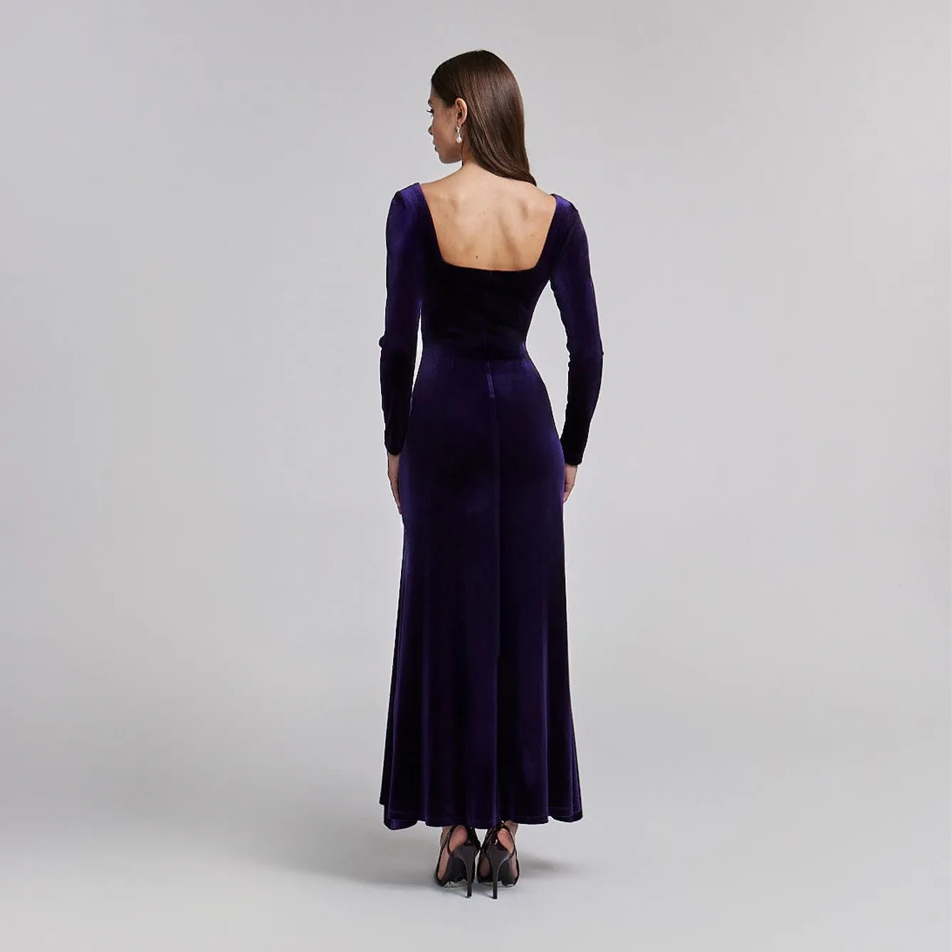 Purple Velvet Bodycon Maxi Dress