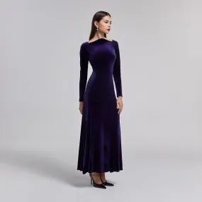 Purple Velvet Bodycon Maxi Dress