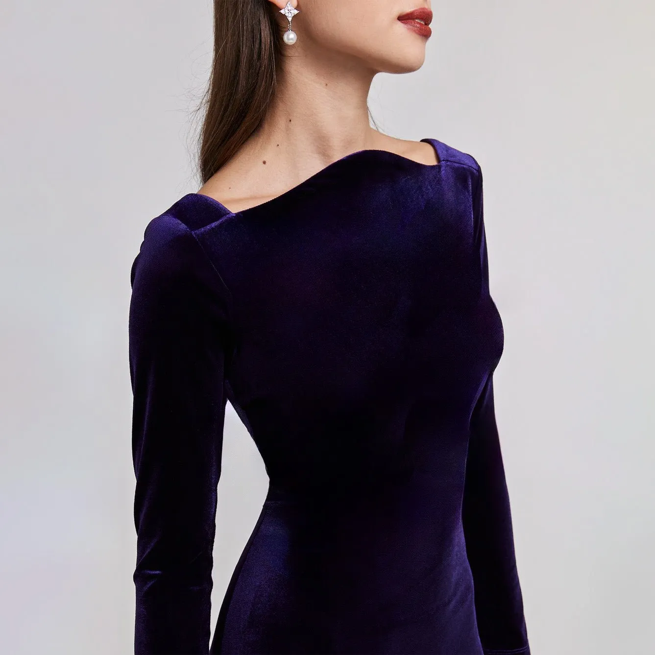 Purple Velvet Bodycon Maxi Dress