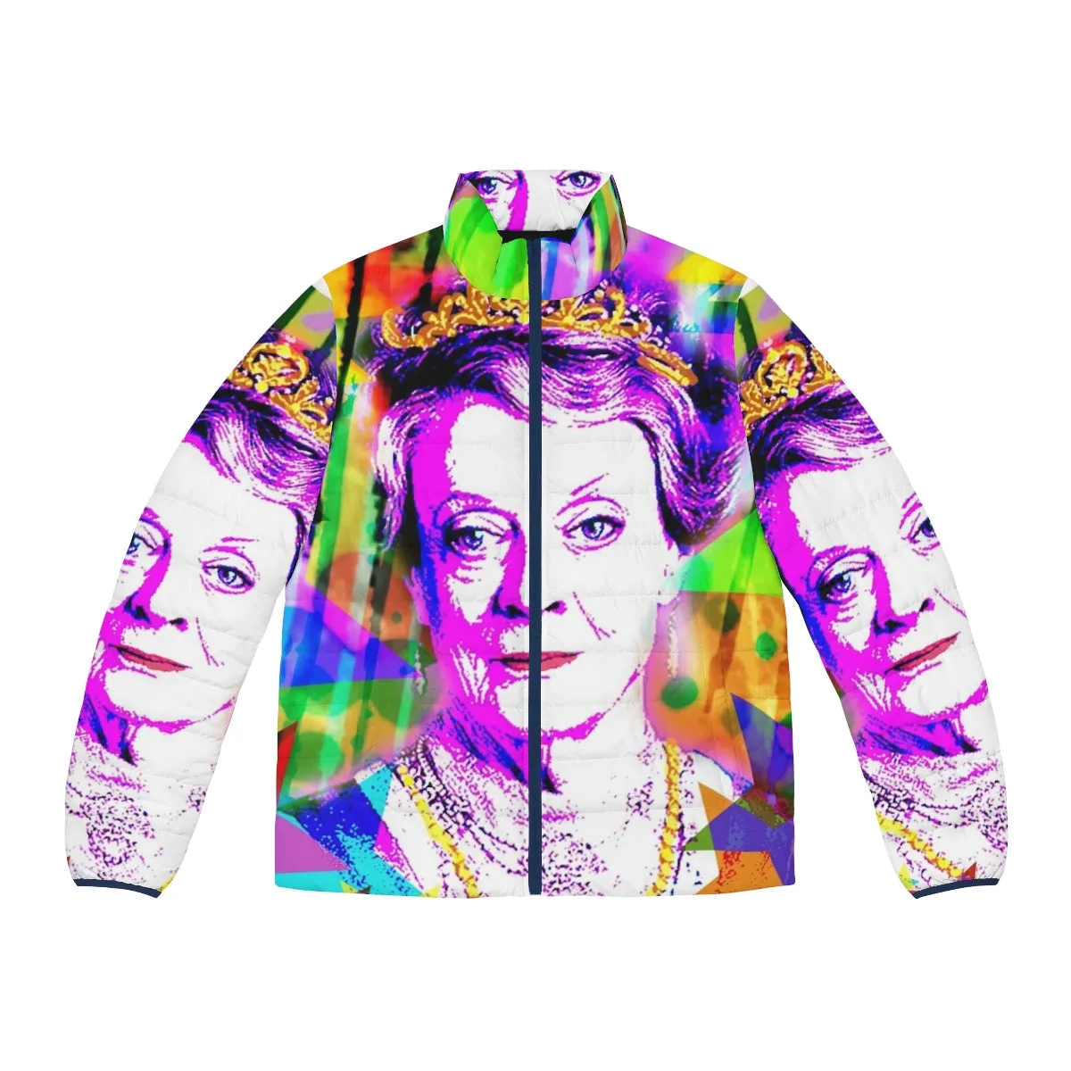 "Iconic Dame Maggie Smith Puffer Jacket - LGBTQ  Winter Fashion"