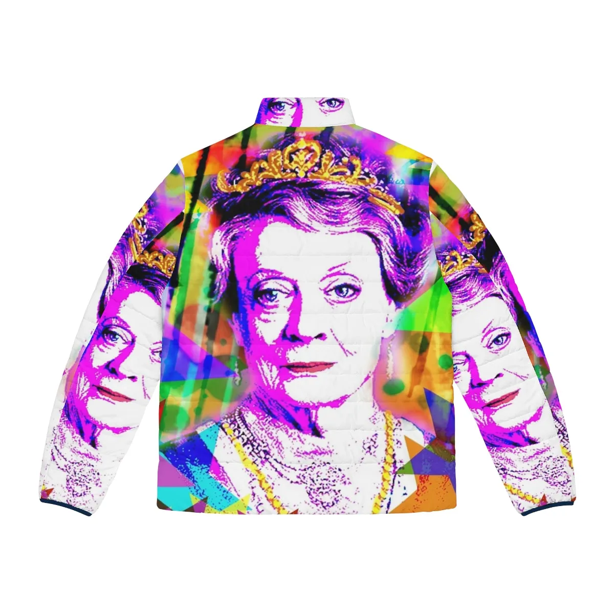 "Iconic Dame Maggie Smith Puffer Jacket - LGBTQ  Winter Fashion"