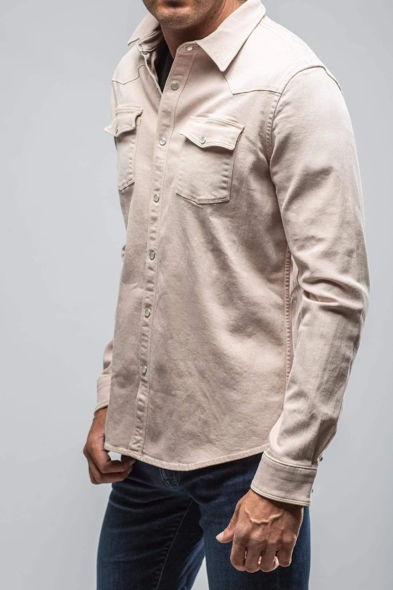 Ranger Colored Denim Snap Shirt In Sabbia Chiara