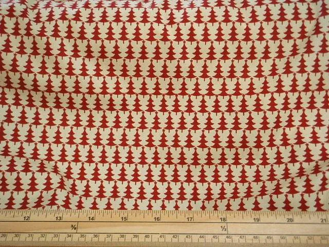 Red Cream Trees - Cotton Poplin Patchwork