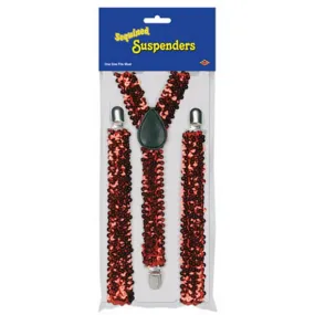 Red Sequined Suspenders Each