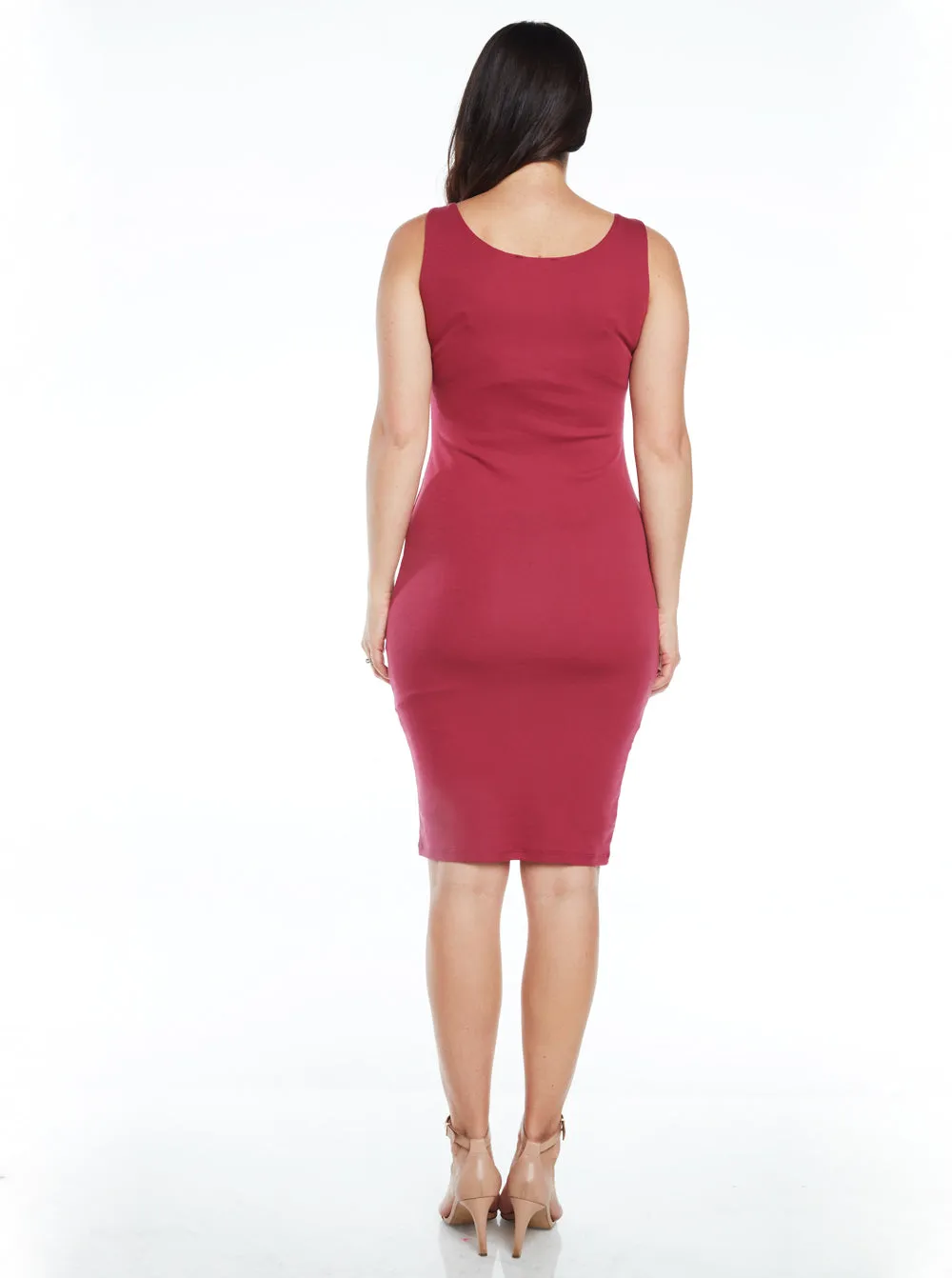 Red Sleeveless Maternity Bodycon Dress