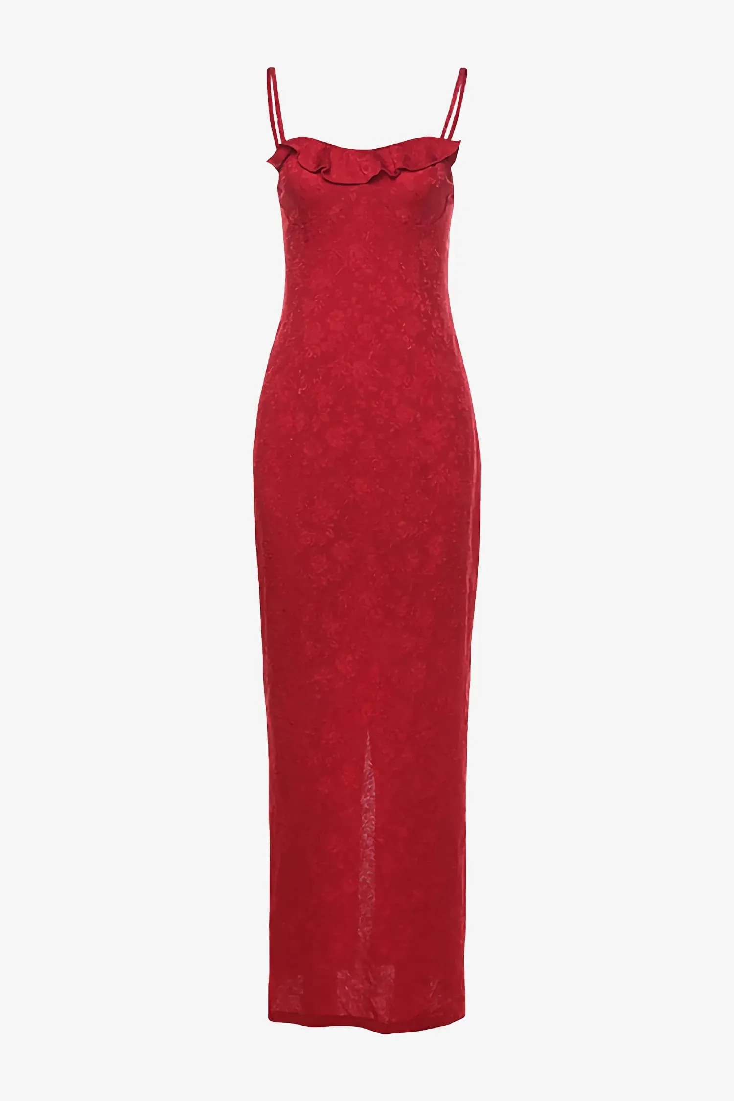 Red Spaghetti Strap Bodycon Maxi Dress