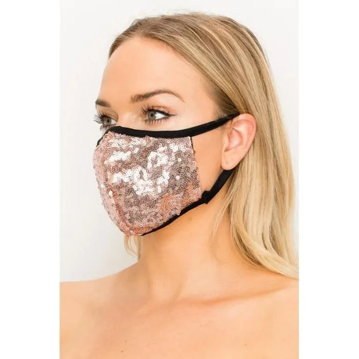 Rose Gold Heavily Sequined Mask