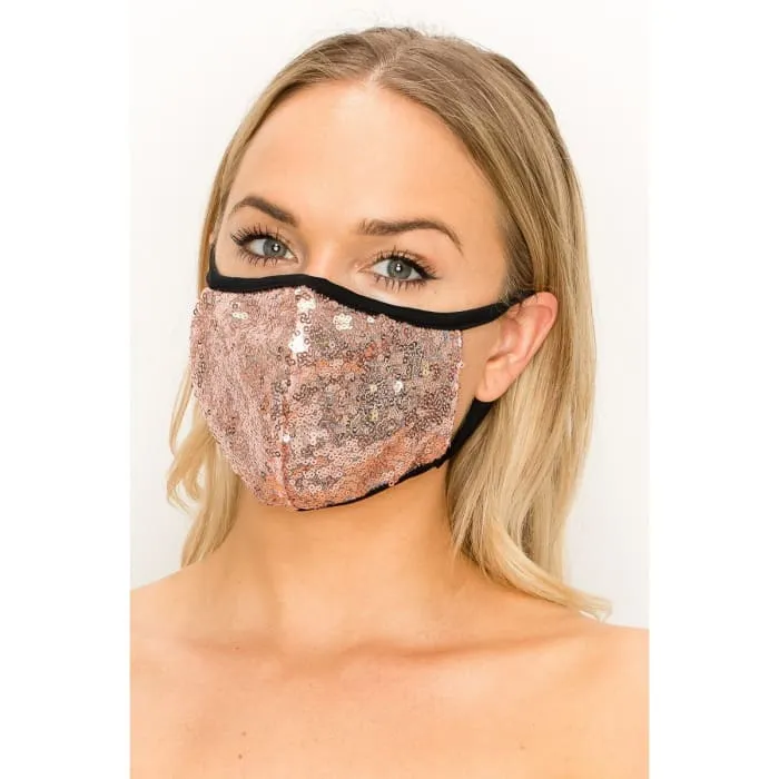 Rose Gold Heavily Sequined Mask