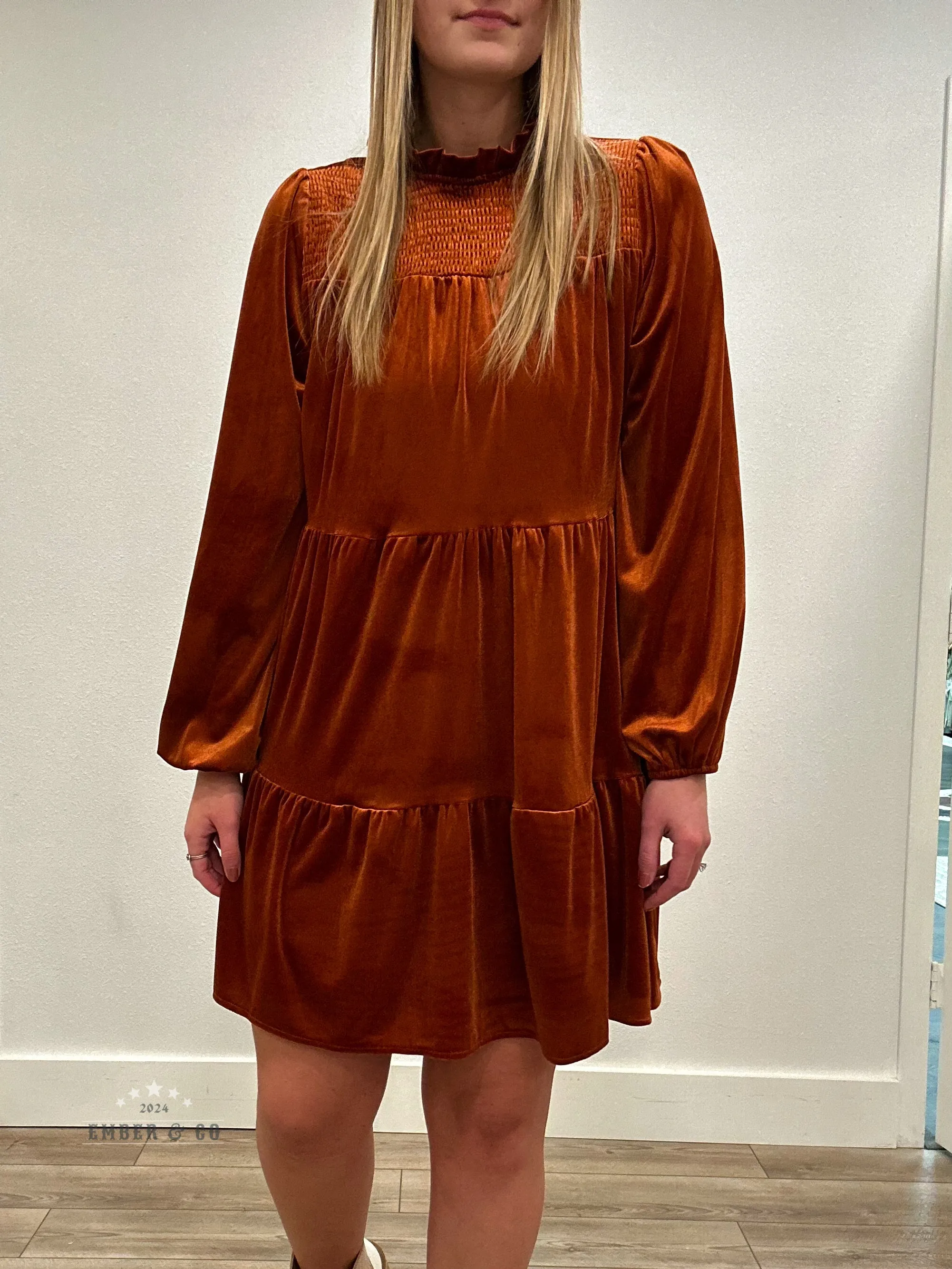 Rust Velvet Dress