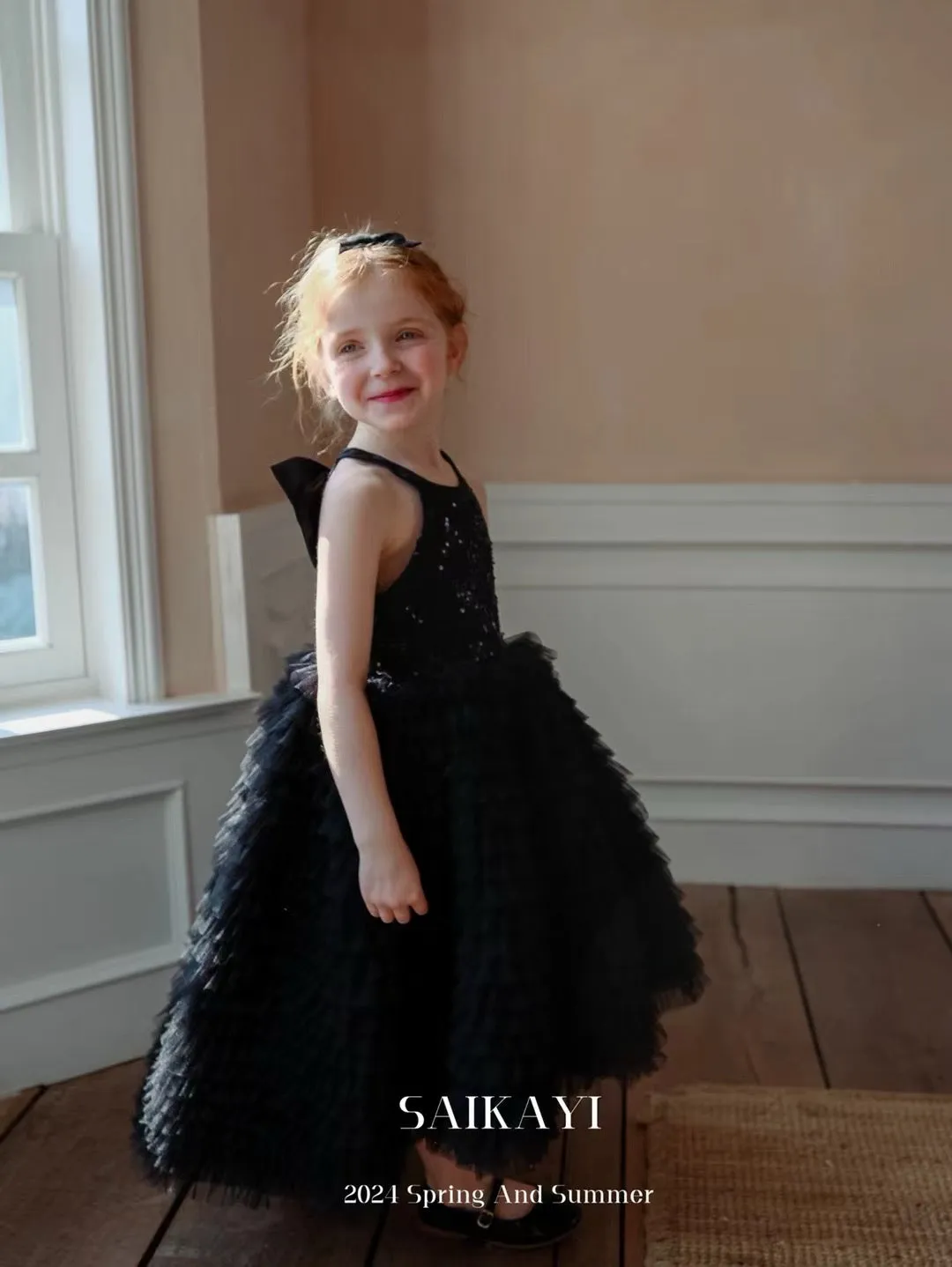 SaiKaYi Girl Black Sleeveless Princess Dress