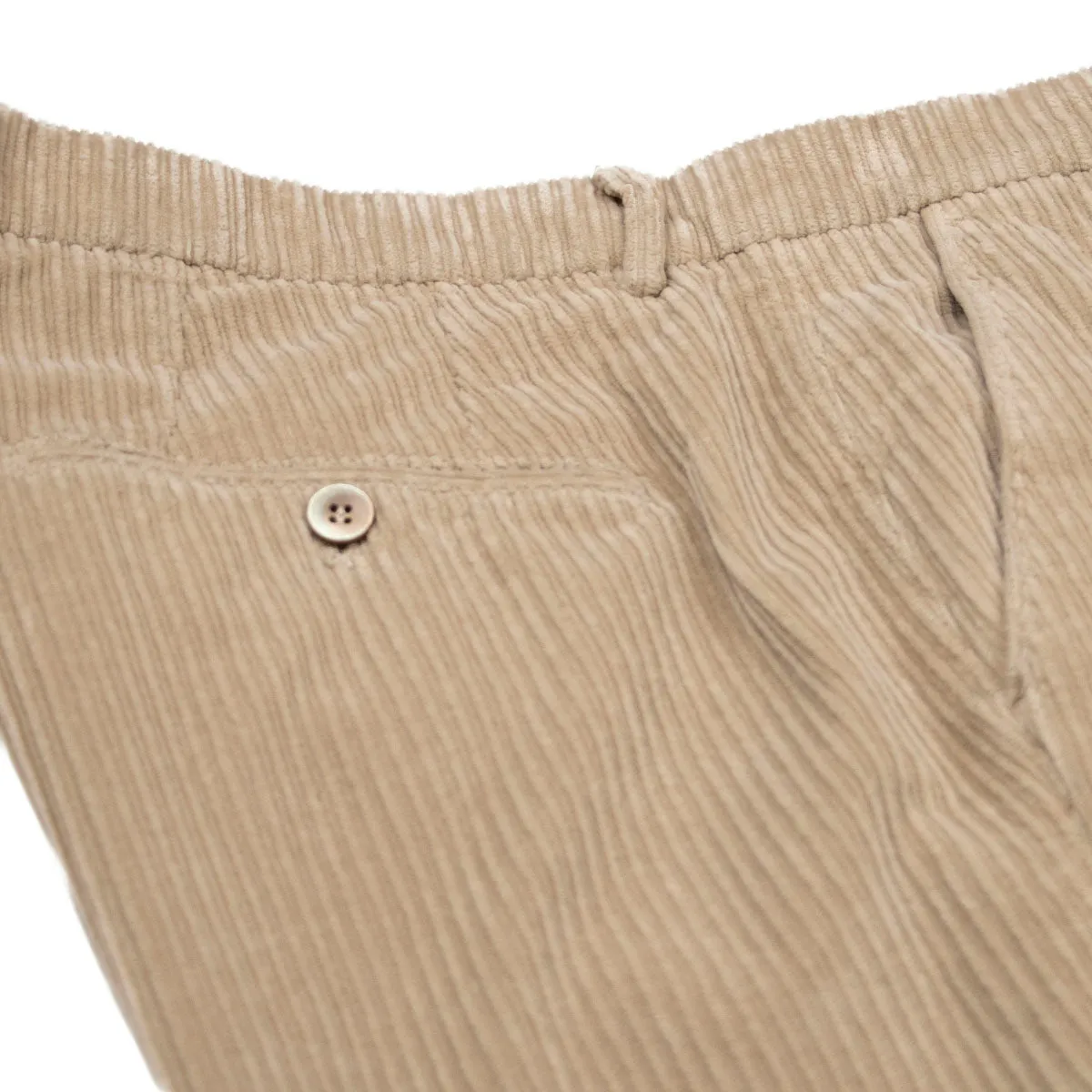 Sand Beige Stretch Cotton Corduroy Trousers