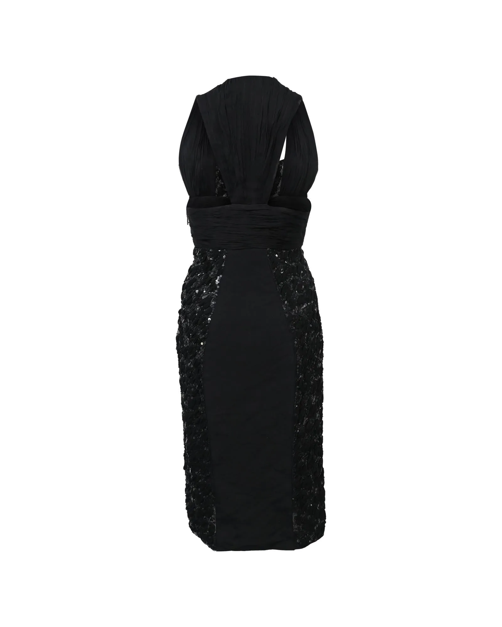 Sequin Detail Midi Halter Neck Dress in Luxurious Viscose