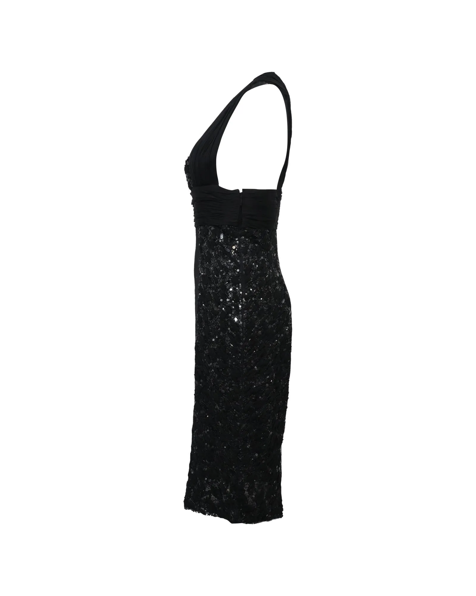 Sequin Detail Midi Halter Neck Dress in Luxurious Viscose